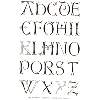 Painted outline capitals - Alphabets Old and New - 1910