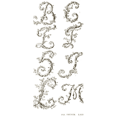 Lace flourished initials - Alphabets Old and New - 1910