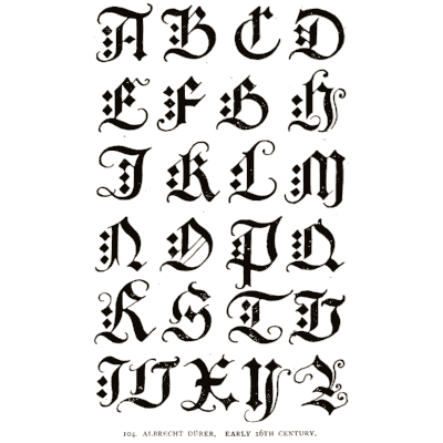 Early german blackletter capitals - Alphabets Old and New - 1910