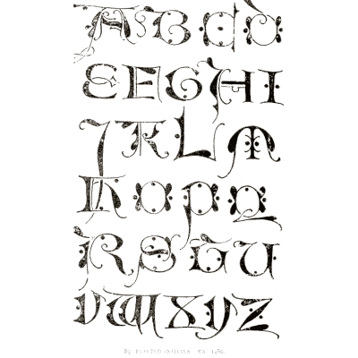 Flourished gothic capitals 02 - Alphabets Old and New - 1910