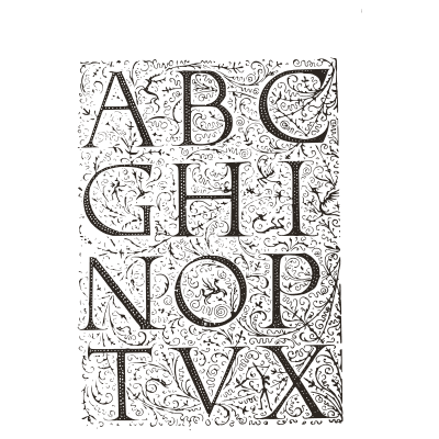 Capitals on foliate hatched grounds - Alphabets Old and New - 1910