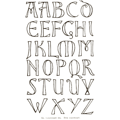 Gothic capitals with inline - Alphabets Old and New - 1910
