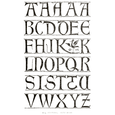 Uncial capitals with variants 01 - Alphabets Old and New - 1910