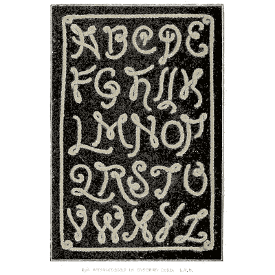 White capitals on stippled black - Alphabets Old and New - 1910