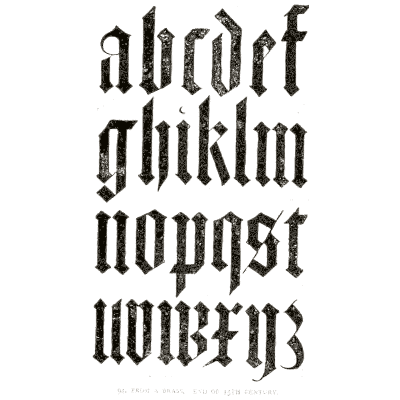 Textura lowercase alphabet - Alphabets Old and New - 1910