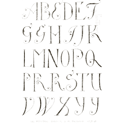 Pen outline capitals - Alphabets Old and New - 1910