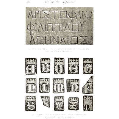Greek inscription and seal letters - Alphabets Old and New - 1910