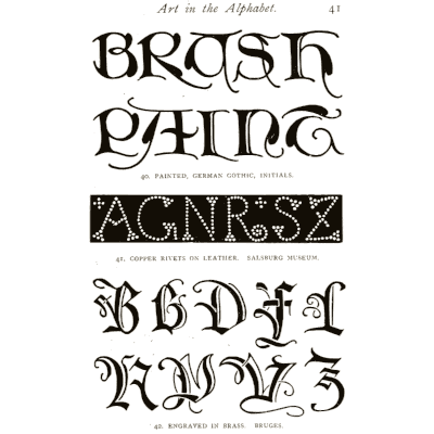 Brush painted gothic capitals - Alphabets Old and New - 1910