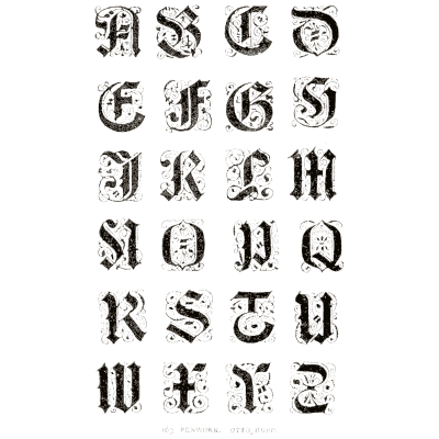 Decorated blackletter capitals - Alphabets Old and New - 1910