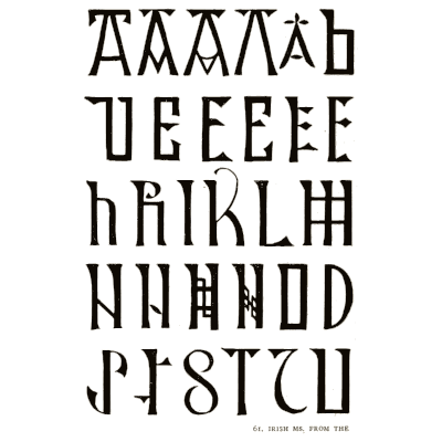 Irish manuscript capitals - Alphabets Old and New - 1910