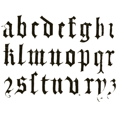 Blackletter lowercase alphabet 02 - Alphabets Old and New - 1910