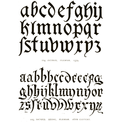 Flemish blackletter lowercase - Alphabets Old and New - 1910