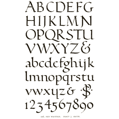Pen-written alphabet with numerals - Alphabets Old and New - 1910