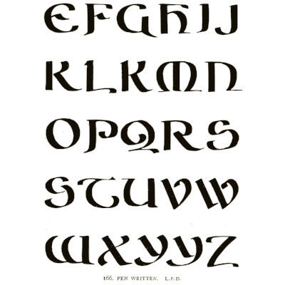 Pen-written uncial capitals - Alphabets Old and New - 1910