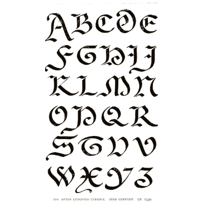 Lombardic capitals sixteenth century - Alphabets Old and New - 1910