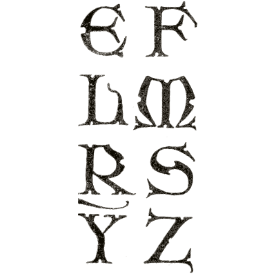 Uncial capitals e to z - Alphabets Old and New - 1910