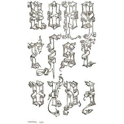 Ribbon gothic capitals 02 - Alphabets Old and New - 1910