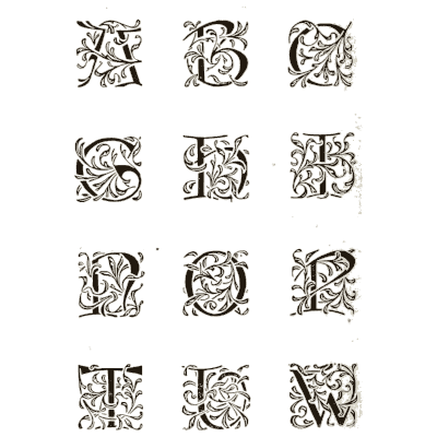 Foliate square initials 02 - Alphabets Old and New - 1910