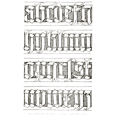 Hatched blackletter bands - Alphabets Old and New - 1910
