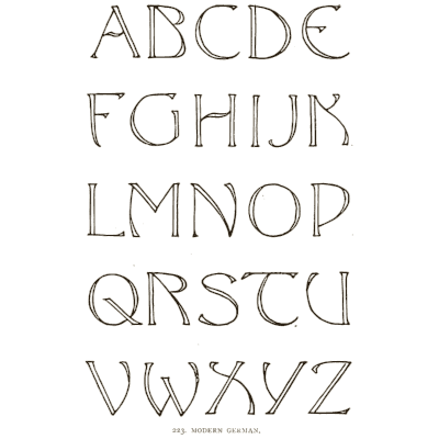 Outline pen capitals - Alphabets Old and New - 1910