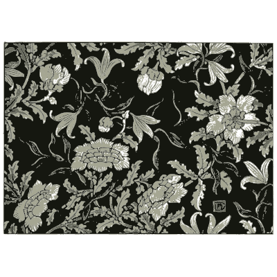 Peony chintz on black - Pattern Design: A Book for Students - 1903