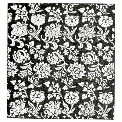 Rose and leaf repeat on black - Pattern Design: A Book for Students - 1903