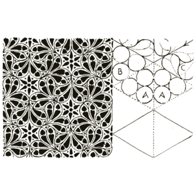 Fan lattice repeat with construction - Pattern Design: A Book for Students - 1903