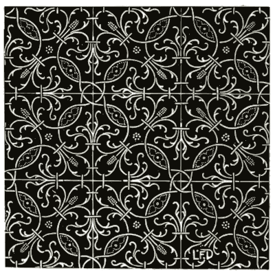 Fine line tile grid on black - Pattern Design: A Book for Students - 1903