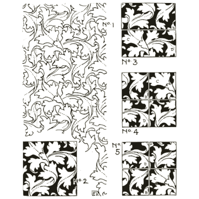 Numbered leaf pattern squares - Pattern Design: A Book for Students - 1903