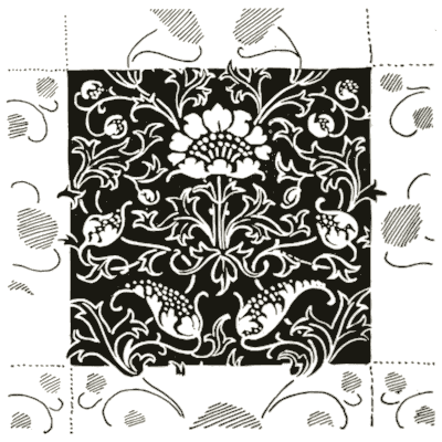 Square floral tile with corners - Pattern Design: A Book for Students - 1903