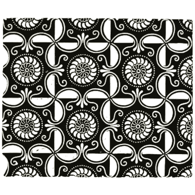 Spiral roundel repeat on black - Pattern Design: A Book for Students - 1903