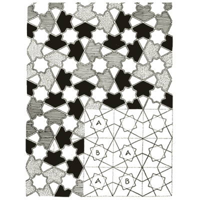 Star tessellation with construction - Pattern Design: A Book for Students - 1903