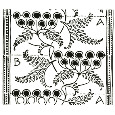 Fern and bud repeat layout - Pattern Design: A Book for Students - 1903