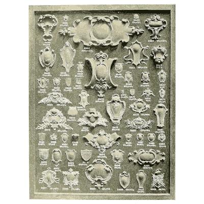 Sheet of shields and cartouches - Illustrated Catalogue of Period Ornaments - 1924