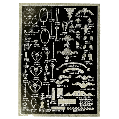 Sheet of heart and shield mounts - Illustrated Catalogue of Period Ornaments - 1924