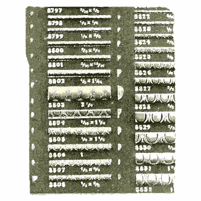 Sheet of moulding samples - Illustrated Catalogue of Period Ornaments - 1924