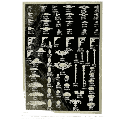 Sheet of shell drops and panels - Illustrated Catalogue of Period Ornaments - 1924