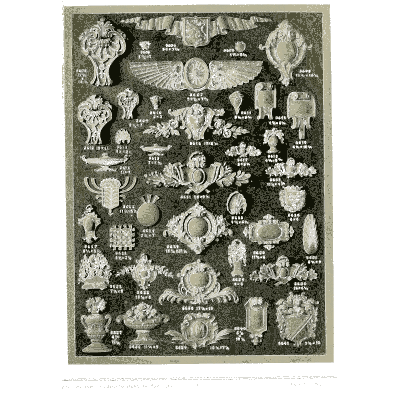 Sheet of shells and cartouches - Illustrated Catalogue of Period Ornaments - 1924