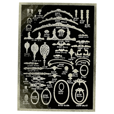 Sheet of arched crests and urns - Illustrated Catalogue of Period Ornaments - 1924