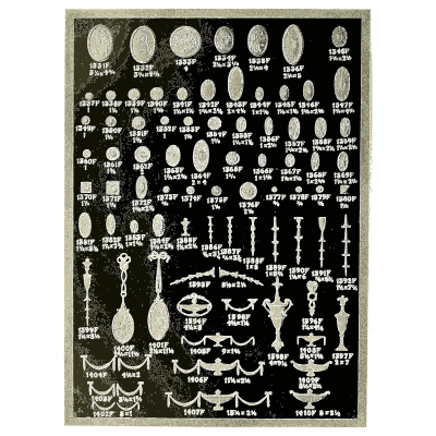 Sheet of oval paterae and drops - Illustrated Catalogue of Period Ornaments - 1924