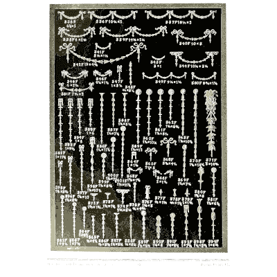 Sheet of slender hanging drops - Illustrated Catalogue of Period Ornaments - 1924
