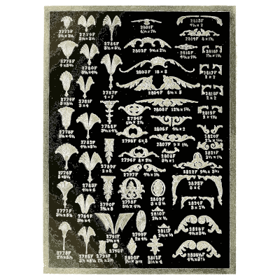 Sheet of fan crests and swags - Illustrated Catalogue of Period Ornaments - 1924