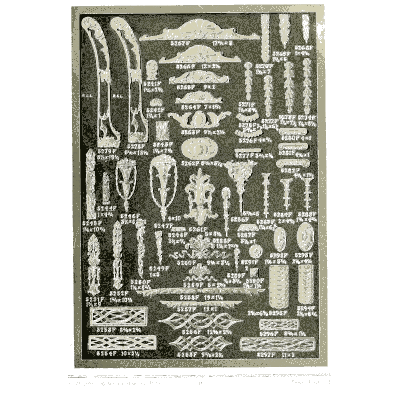 Sheet of upright drops and shields - Illustrated Catalogue of Period Ornaments - 1924