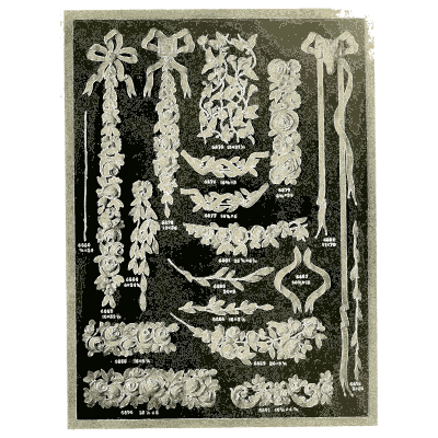 Sheet of flower drops and bows - Illustrated Catalogue of Period Ornaments - 1924
