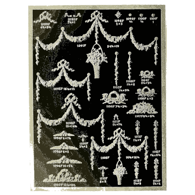 Sheet of draped swags with bows - Illustrated Catalogue of Period Ornaments - 1924