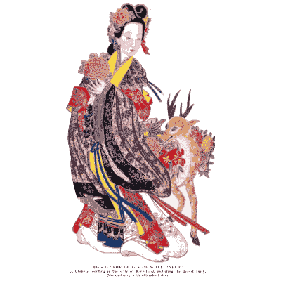 Woman in kimono with deer - Decorative Textiles - 1918