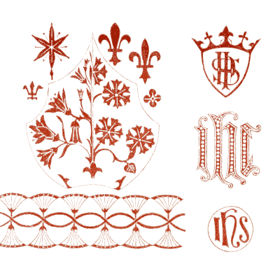 Sacred monograms and sprigs - The Embroiderer's Book of Design - 1891
