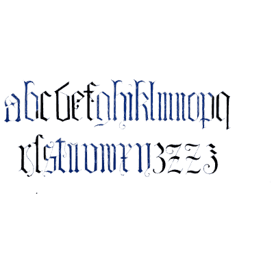 Blue gothic lowercase - The Book of Ornamental Alphabets, Ancient and Modern - 1859