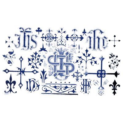 IHS sacred monograms - The Book of Ornamental Alphabets, Ancient and Modern - 1859