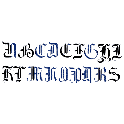 Blue and black gothic capitals - The Book of Ornamental Alphabets, Ancient and Modern - 1859
